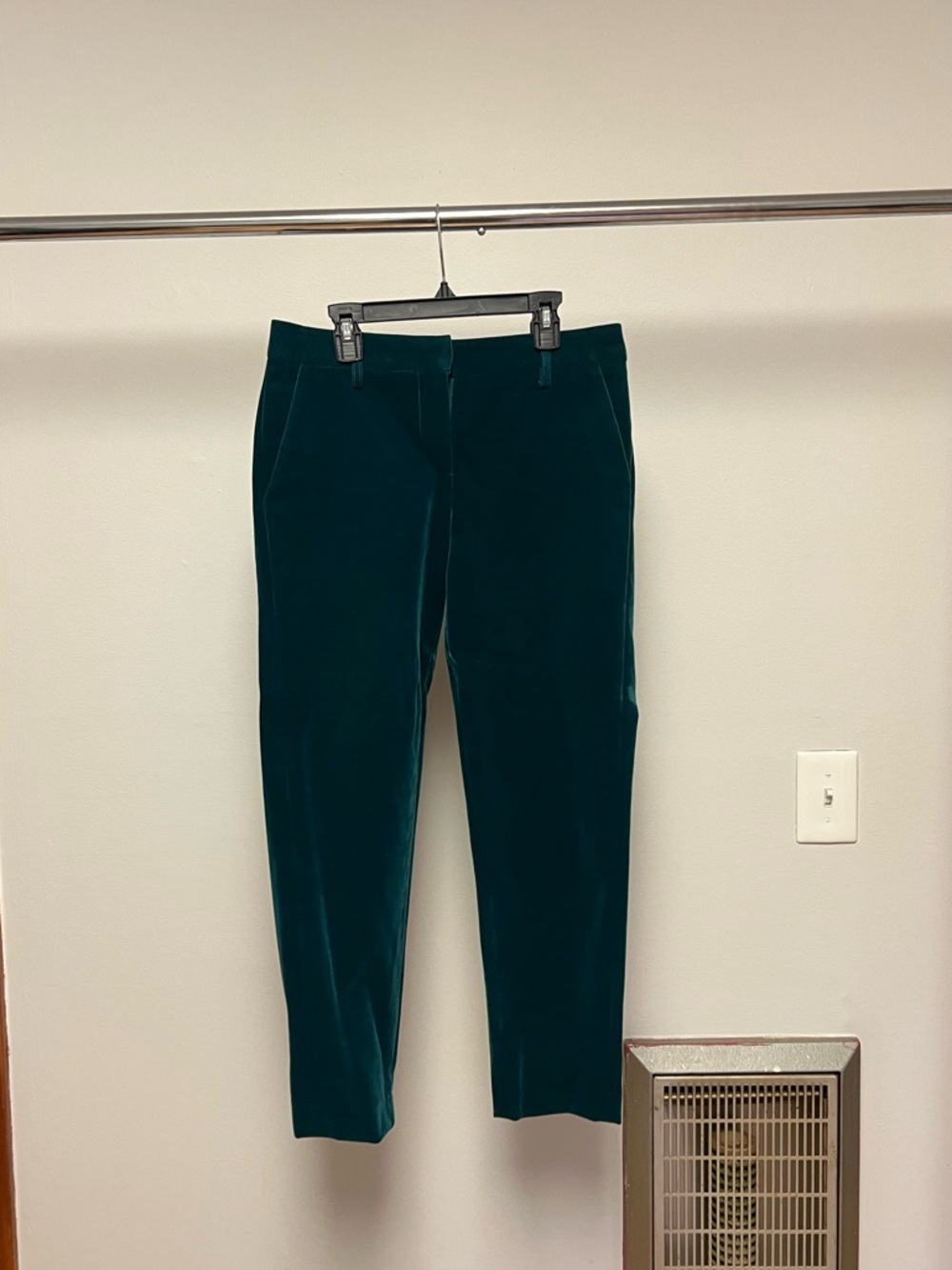 wildfang teal velvet crop pant